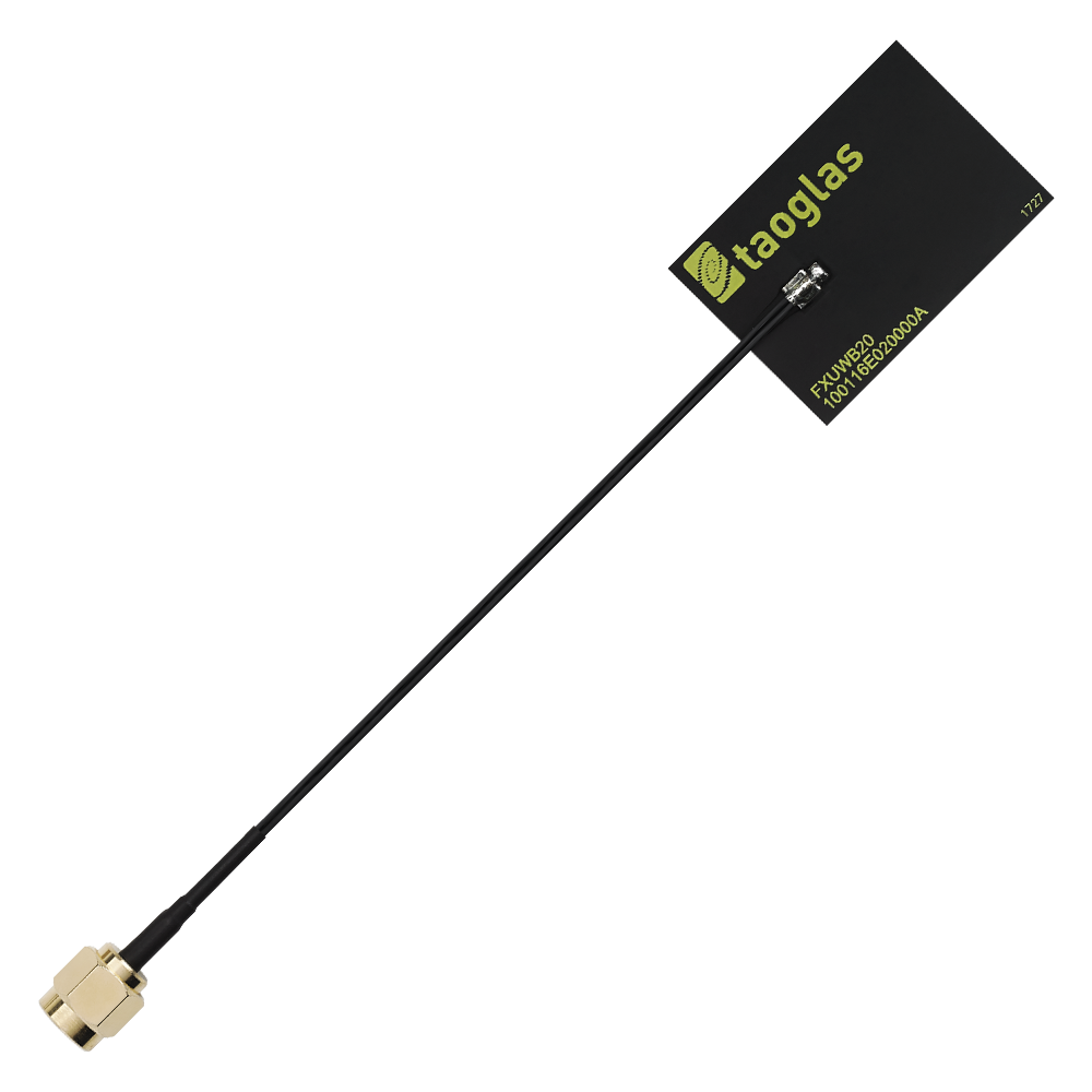 FXUWB20.01.0100C Antenna UWB flex adhesive AccuraUWB SMA-M 10cm 1.37mm for Radar, Home Network Connectivity, Position location & Tracking, Automotive sensors