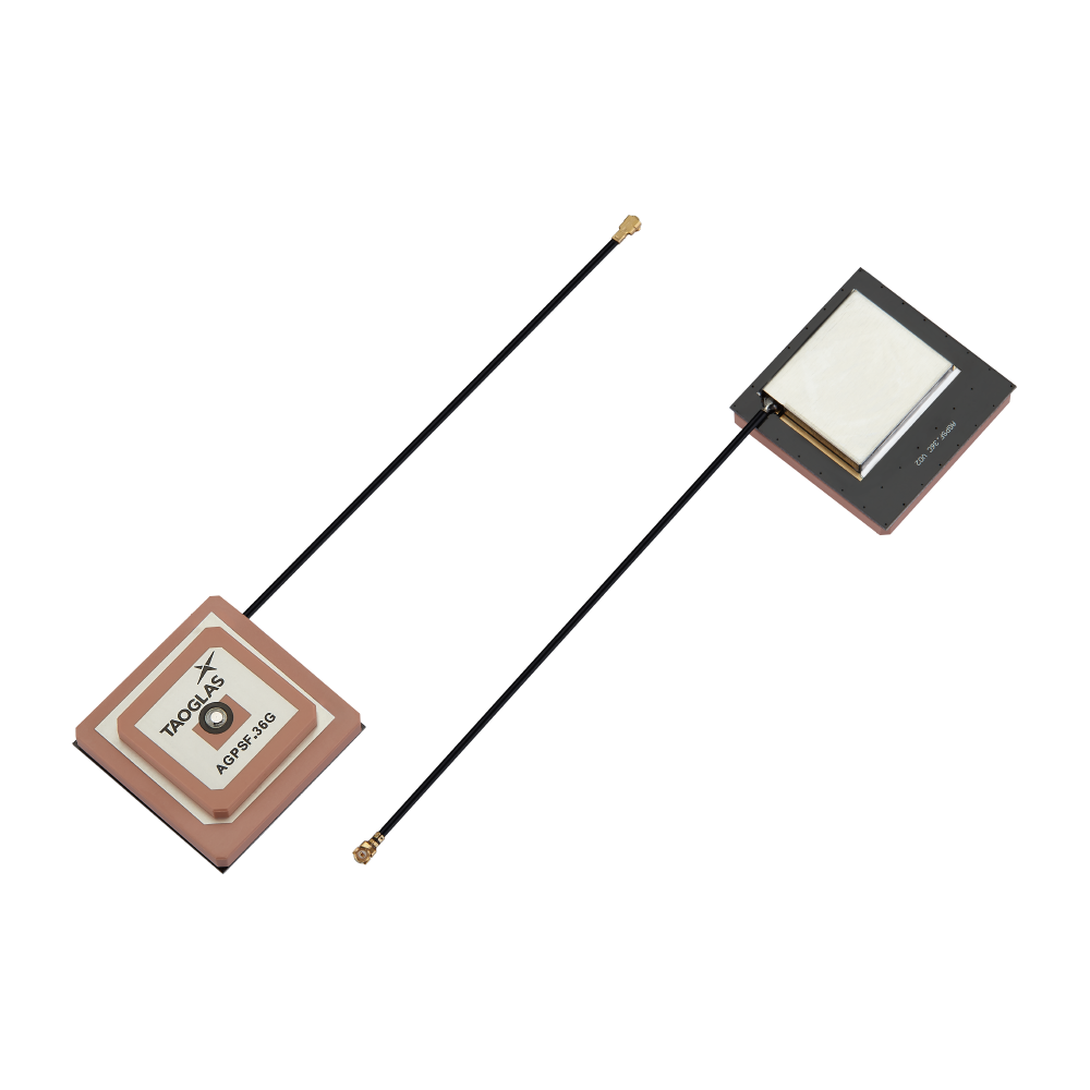 AGPSF.36G.07.0100C Antenna Active Dual-Band GNSS embedded stacked patch I-PEX MHFHT 10cm for UAVs and Robotics, E-Mobility and E-Scooters, Precision Agriculture, Navigation